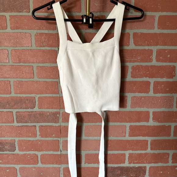 Chic Cream Cross-Back Tank Top - Picture 1 of 4